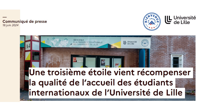 Une troisième étoile vient récompenser la qualité de l’accueil des étudiants internationaux de l’Université de Lille